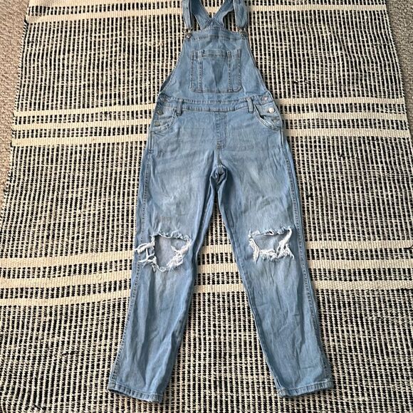 Celebrity Pink Pants - Celebrity Pink Size Small Light Blue Distressed Overalls